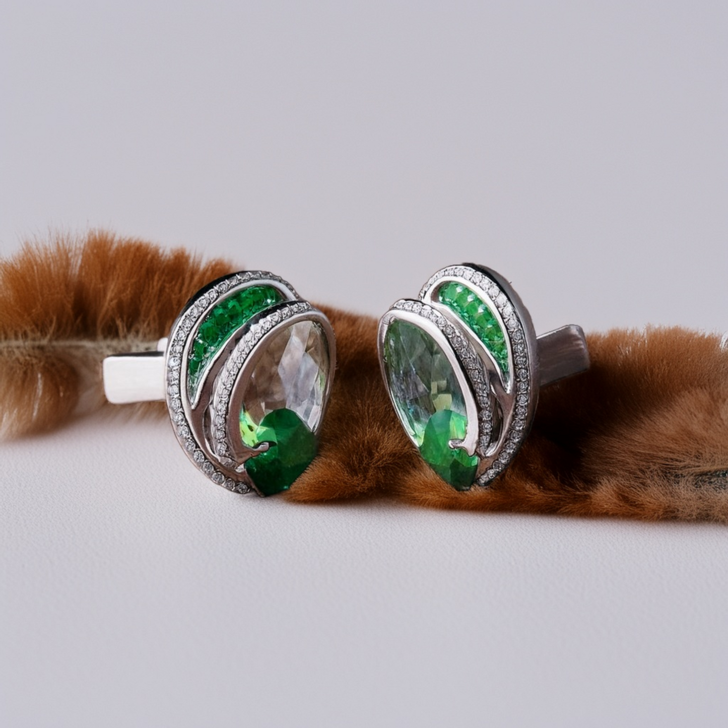 White Gold Statement Earrings