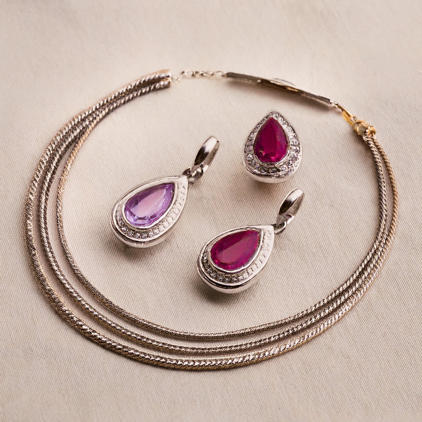 White Gold Teardrop Set