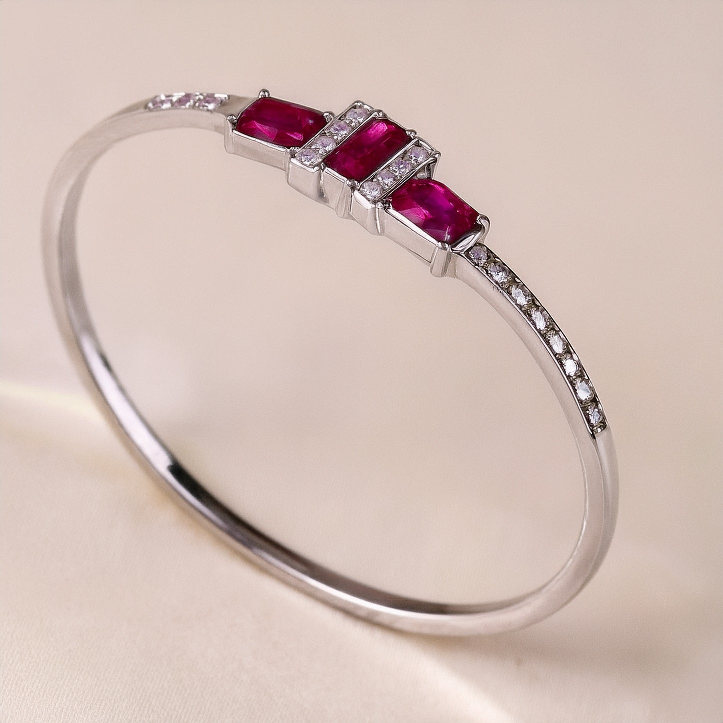 White Gold Ruby Bangle